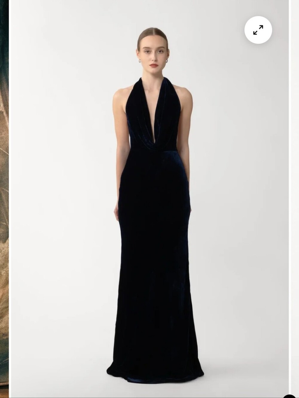 SAU LEE PEARL VELVET GOWN IN MIDNIGHT BLUE /SIZE:12 - Picture 2 of 8